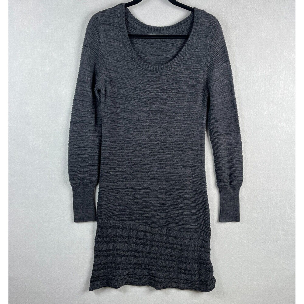 PRANA  Felicia Tunic Sweater‎ Dress Womens Medium Gray 100% Organic Cotton Knit